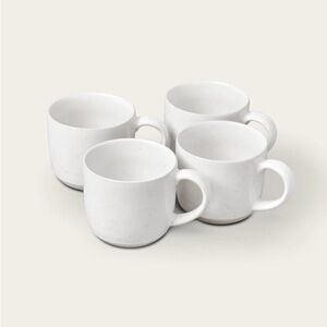 FABLE Home The Mugs | Set of 4 | Speckled White Stoneware | EUC 16oz Portugal